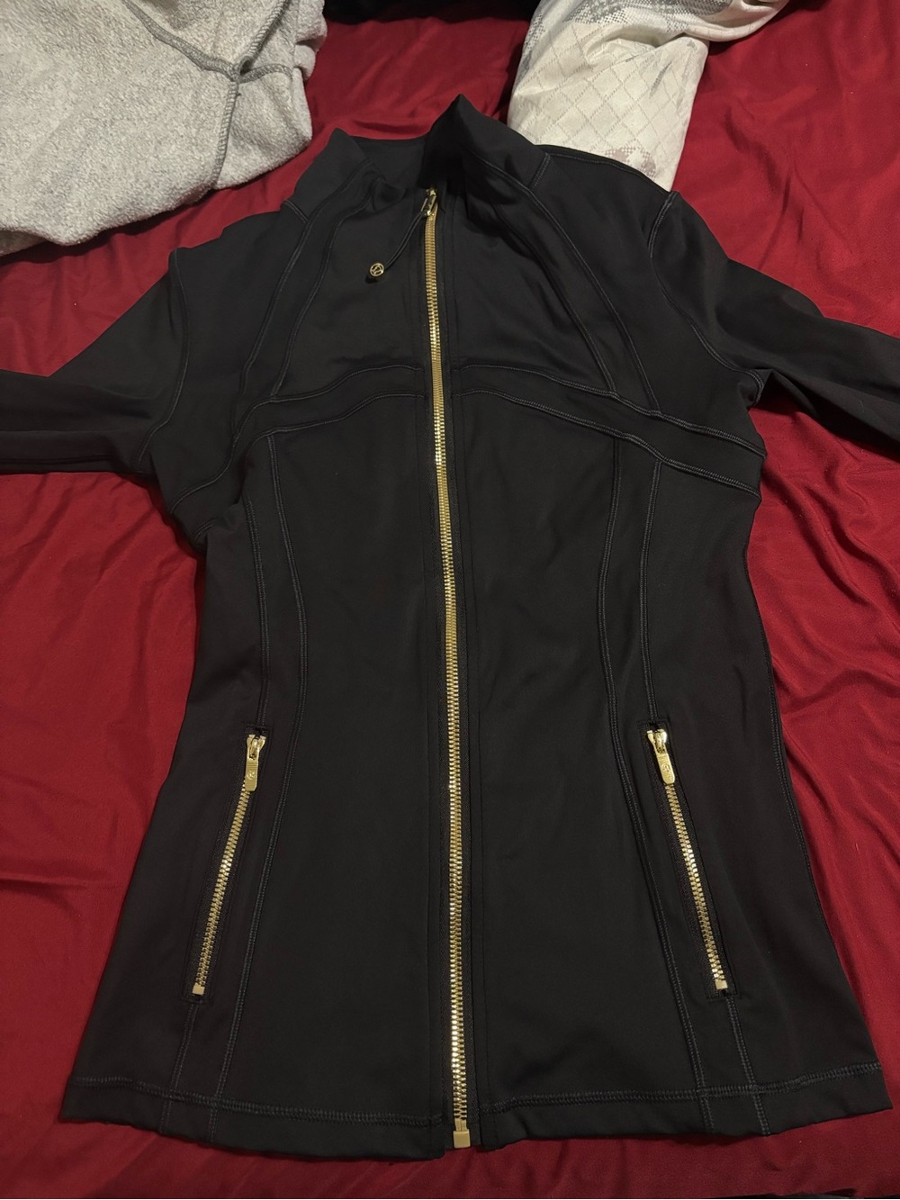 Women's Black Zip-Front Jacket with Gold Hardware